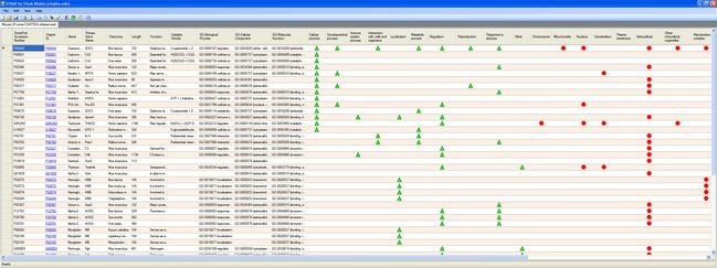 A protein annotation table for one sample