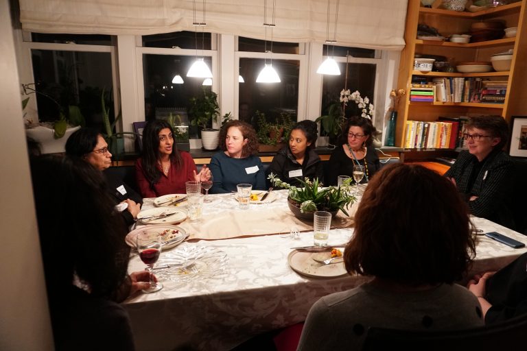Women's networking dinner conversation