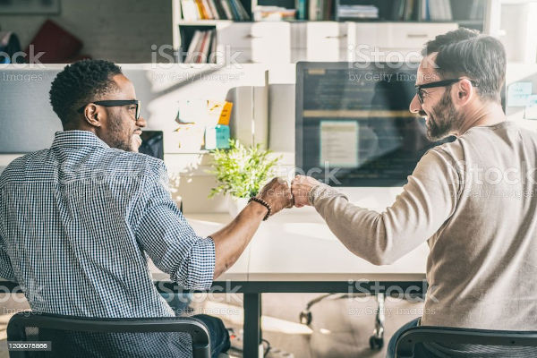 First bump between colleagues at work