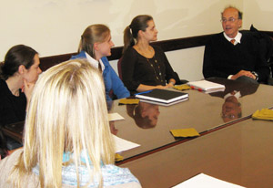 After the forum Roger Glass met with students.