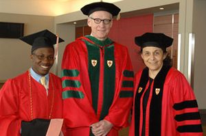 (l to r) Mobolaji Odewole, Dean Robert F. Meenan  and Dr. Wafaa El-Sadr.