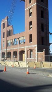 student residence demo picture Fellows building demolition.