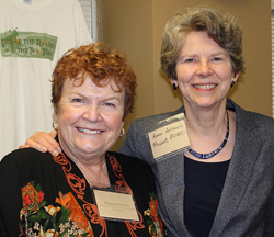 TranSComm Director Maureen Lacey and Karen Antman, MD, Provost BUMC and Dean BUSM. sized TranSComm Director Maureen Lacey and Karen Antman, MD, Provost BUMC and Dean BUSM