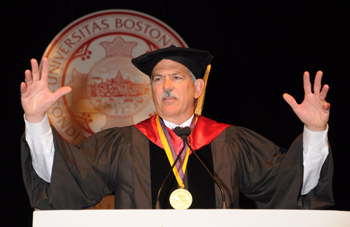 SPH commencement speaker grogan 2012 Commencement Speaker Paul Grogan encourages new graduates to revamp the image of public health and to emphasize wellness and disease prevention to help drive down health care costs.