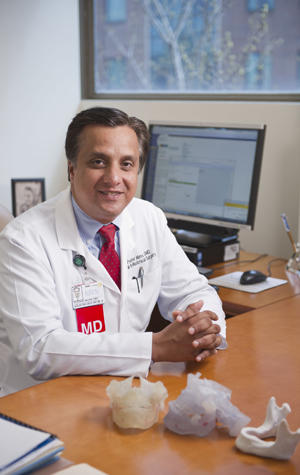 MEHRA Pushkar Mehra (SDM’95,’99), chair of oral and maxillofacial surgery at SDM, specializes in complex reconstruction surgery. Photo by Kalman Zabarsky