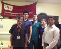 GSDM Volunteers Bay Cove (l-r) Dr. Martin Ugarte-Chavez, Albert Song, Peter Meaney DMD 14, Arina Sorokina, and Rohit Gupte