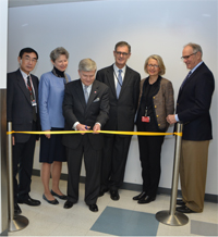 Dean Hutter leads the ribbon cutting for the X-2 laboratory