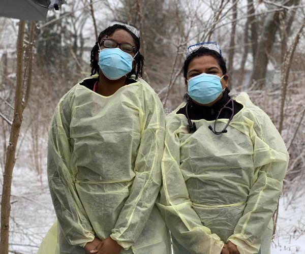 Fourth year medical students in their PPE ready for their home visit.