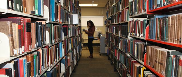 Student in library