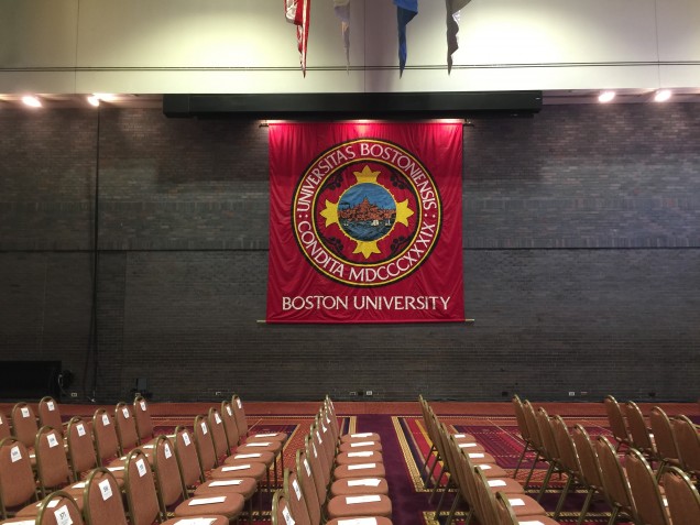 BU banner at graduation