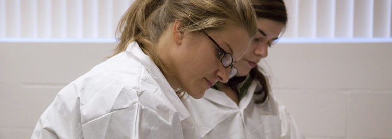students working in biology lab