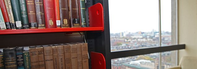 View of Boston from library window