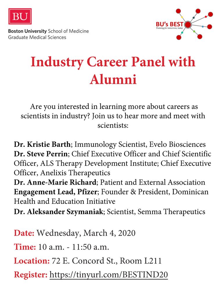 Industry Career Panel with Alumni 3/4 Graduate Medical Sciences