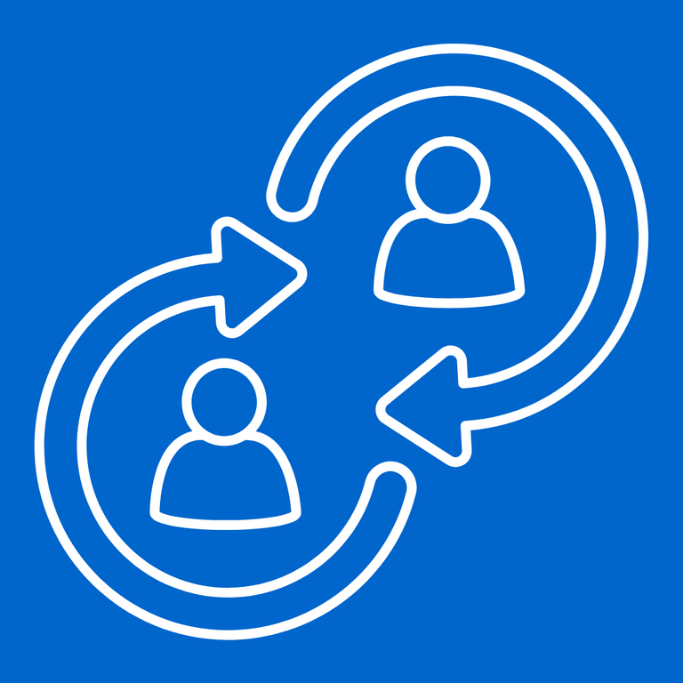 Scheme displaying two people supporting one another.