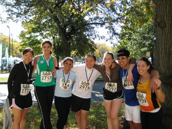 Completing the Boston Half Marathon 2008 with co-residents: Drs Joann Kwah, Tika Khizanishivilli, Anju Ranganathan, Vu Ho, me, Peter Shaw, Ava Port