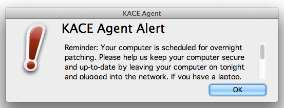 KACE Alert for Mac OS X