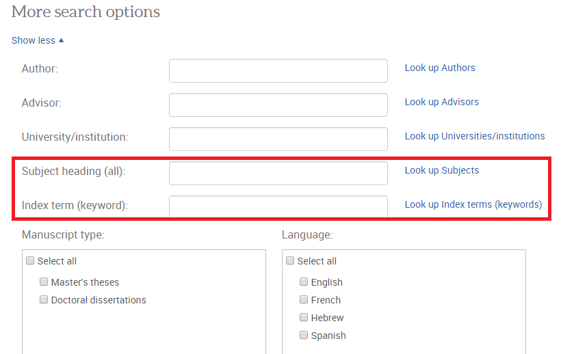 subject and index terms